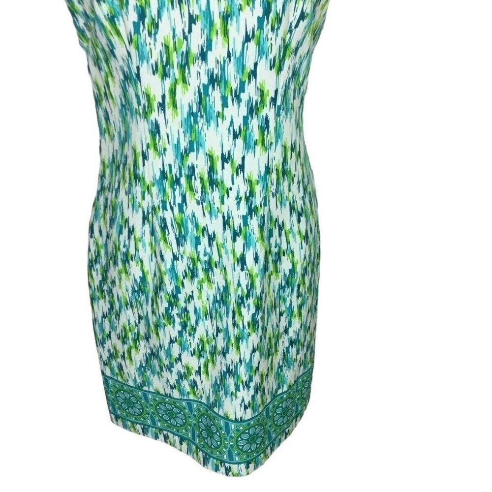 Perceptions NY Sheath Dress Womens Size 16 Blue Green White Classic Sleeveless - Picture 7 of 14